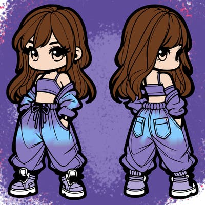 girl in crop top and baggy pants