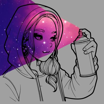 a realistic girl, spray painting