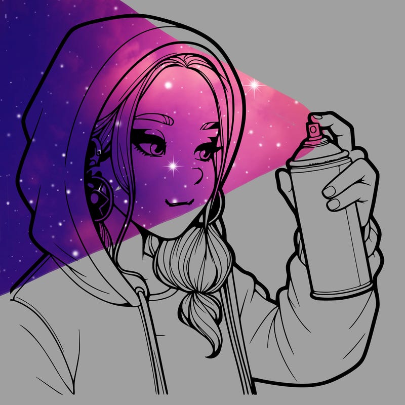 a realistic girl, spray painting