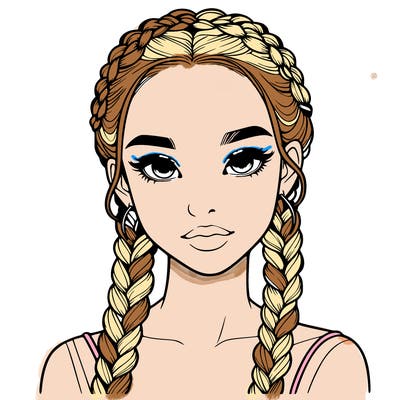 realistic girl with braids