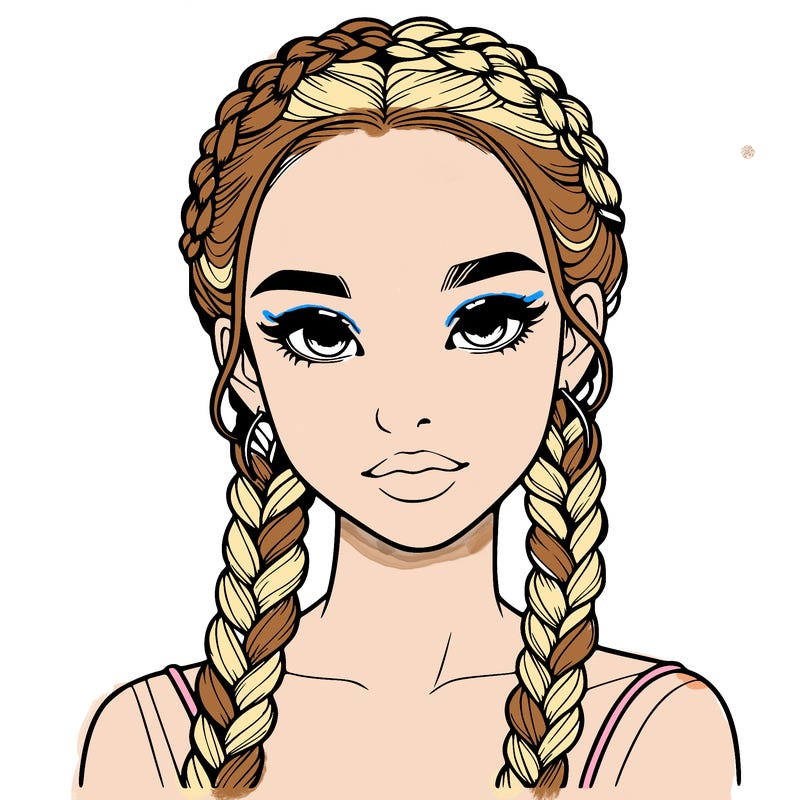 realistic girl with braids