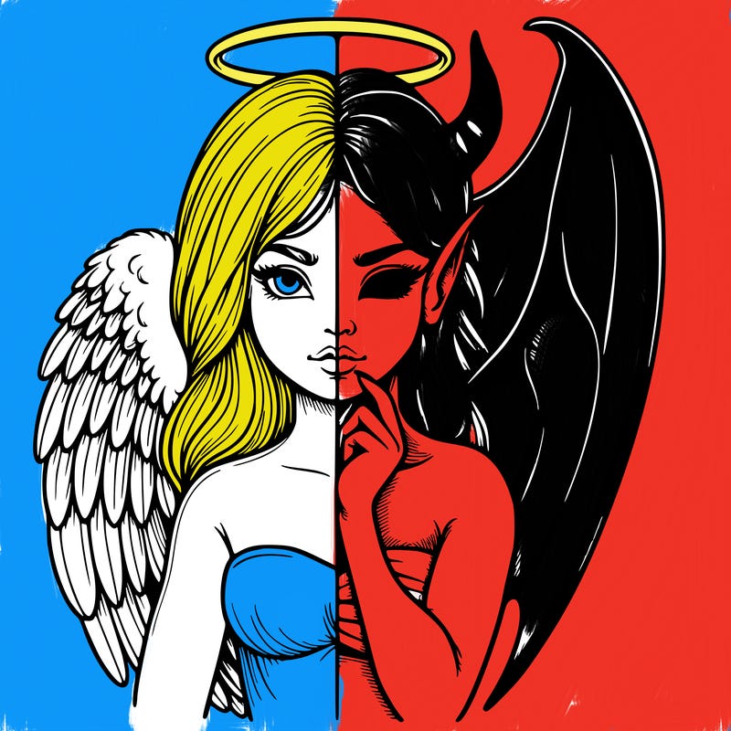 realistic angel half demon