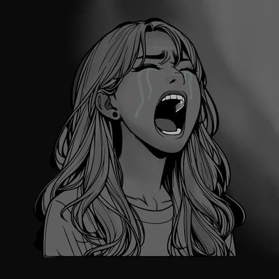 screaming realistic, girl