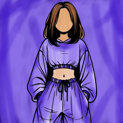 realistic girl faceless with baggy pants and a crop top