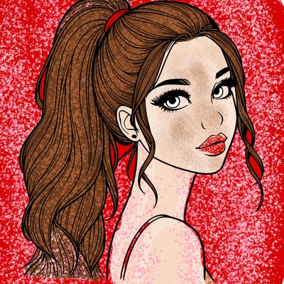 realistic pretty girl with high pony tail