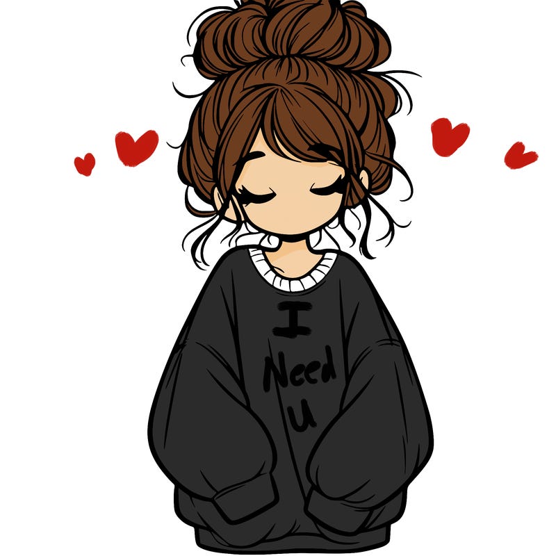girl with baggy sweatshirt and messy bun