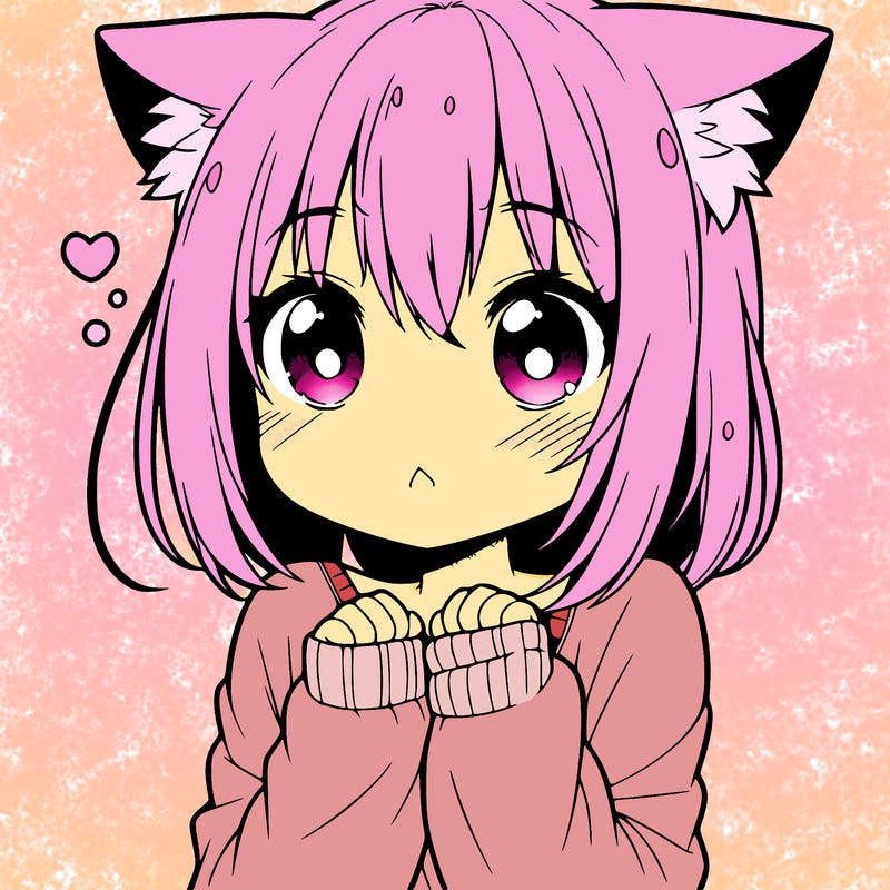shy anime catgirl