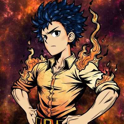 realistic manga man of fire