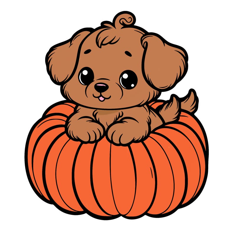 cute little puppy in a pumpkin
