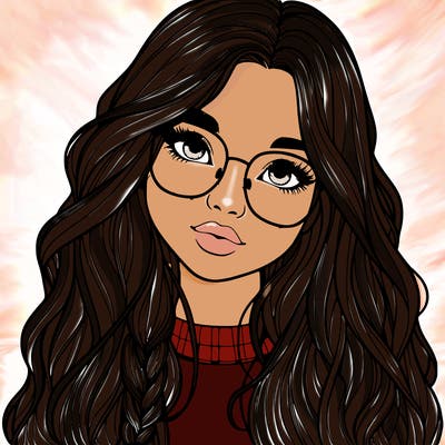 girl with long hair and freckles and glasses realistic