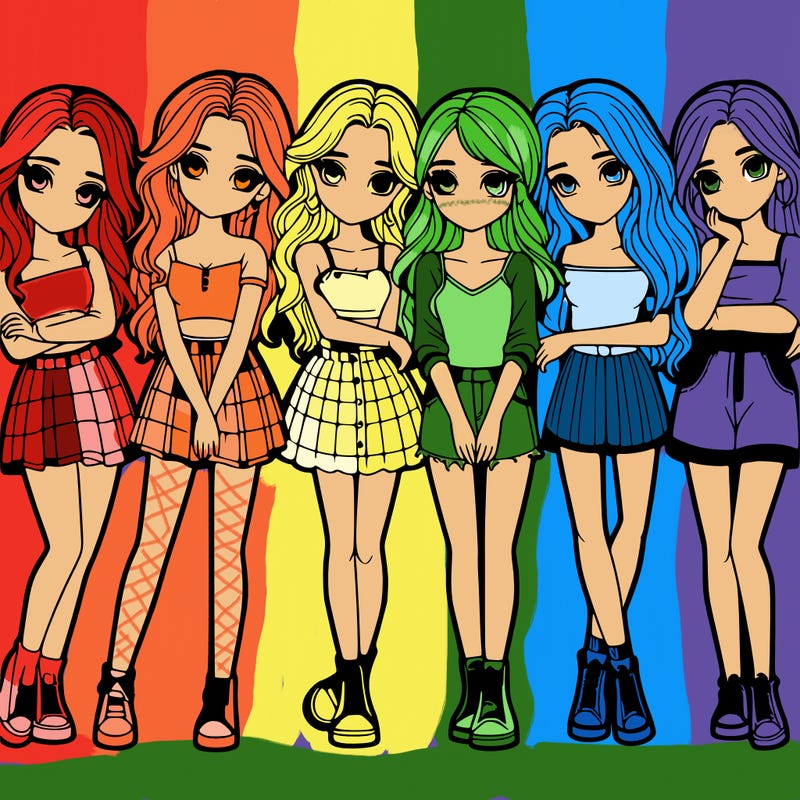 a group of girls realistic