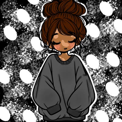 girl with baggy sweatshirt and messy bun