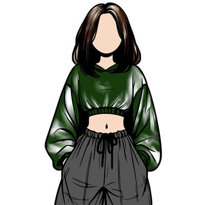 realistic girl faceless with baggy pants and a crop top