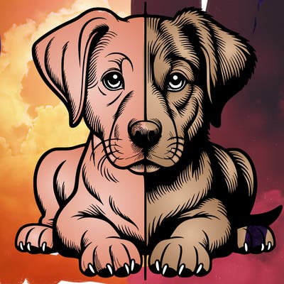 realistic dog split picture