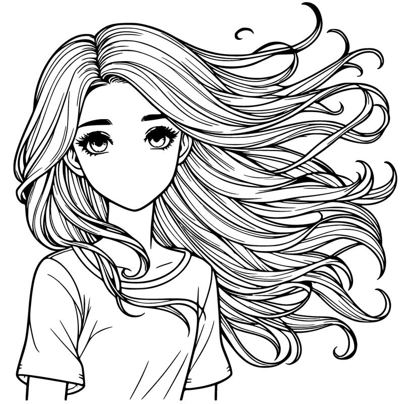 realistic girl wind in her hair