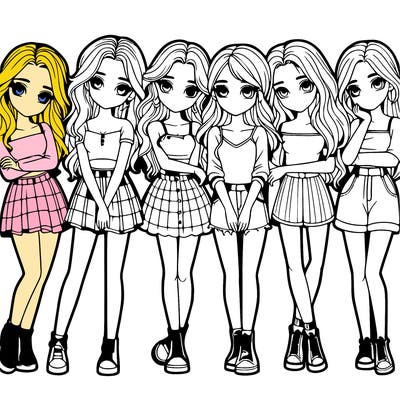 a group of girls realistic