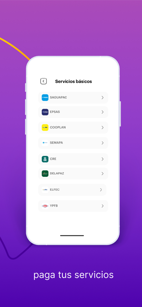 BancoSol - Interface of BancoSol app for paying utility services in Bolivia