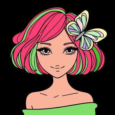 woman with butterfly short hair