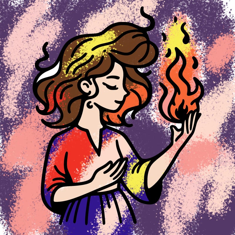 woman with fire