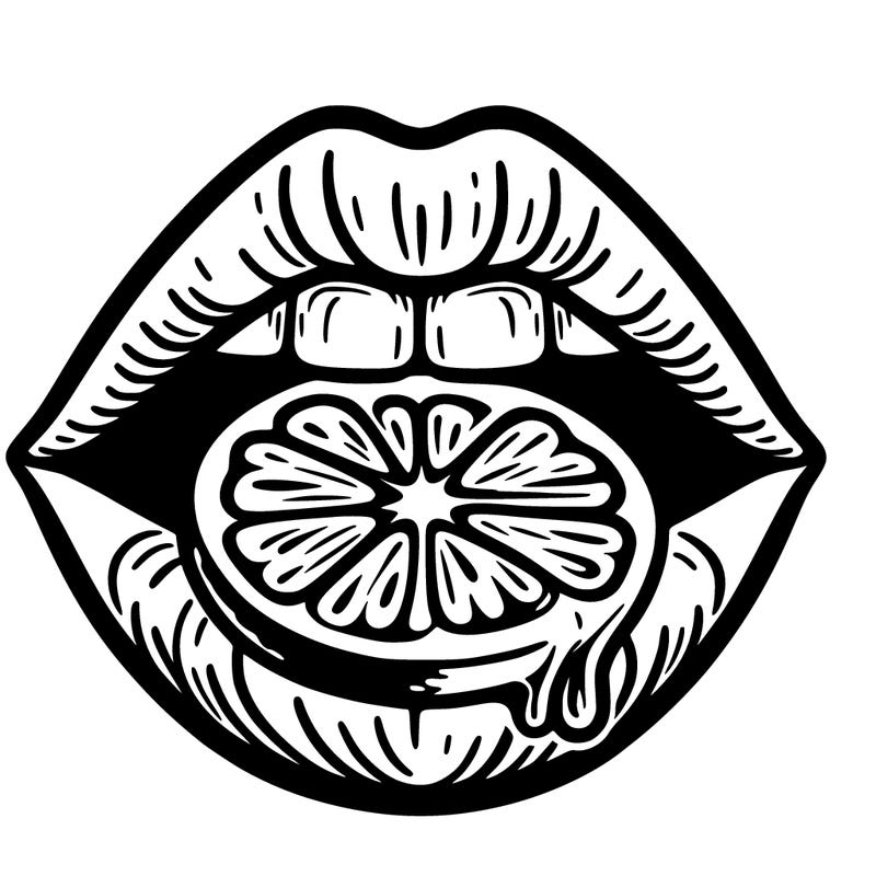 lips with lime in mouth