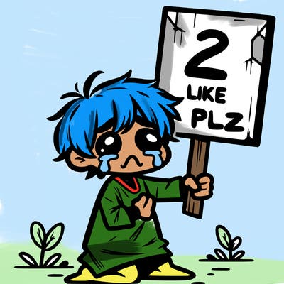 small poor toddler crying with sign that says 2 like plz