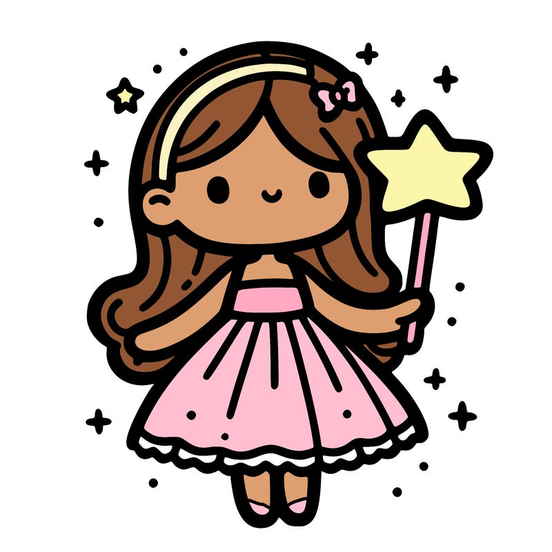 girl in dress holding star
