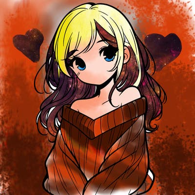 shy pretty girl wearing a sweater that is falling off one shoulder portrait