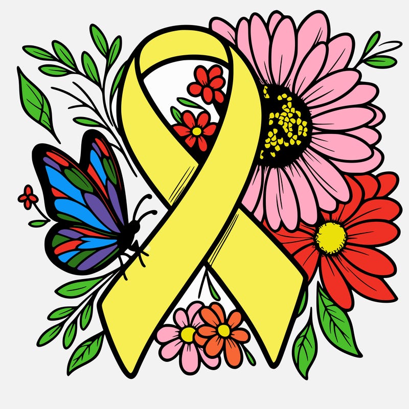 cancer awareness symbol with flowers and butterflies