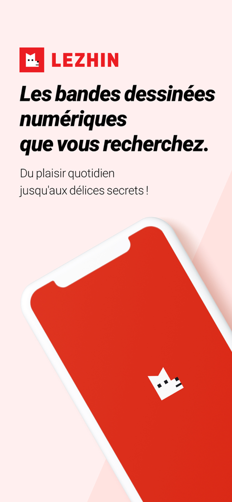 Pantalla de inicio de la app de webtoons Lezhin ES con el eslogan de cómics digitales