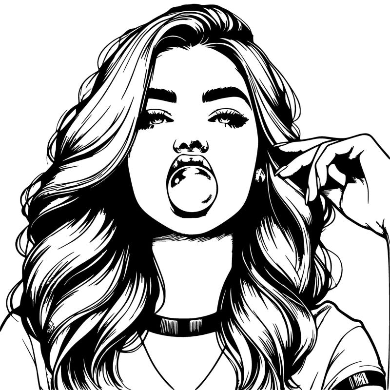 realistic girl chewing gum sassy vibes