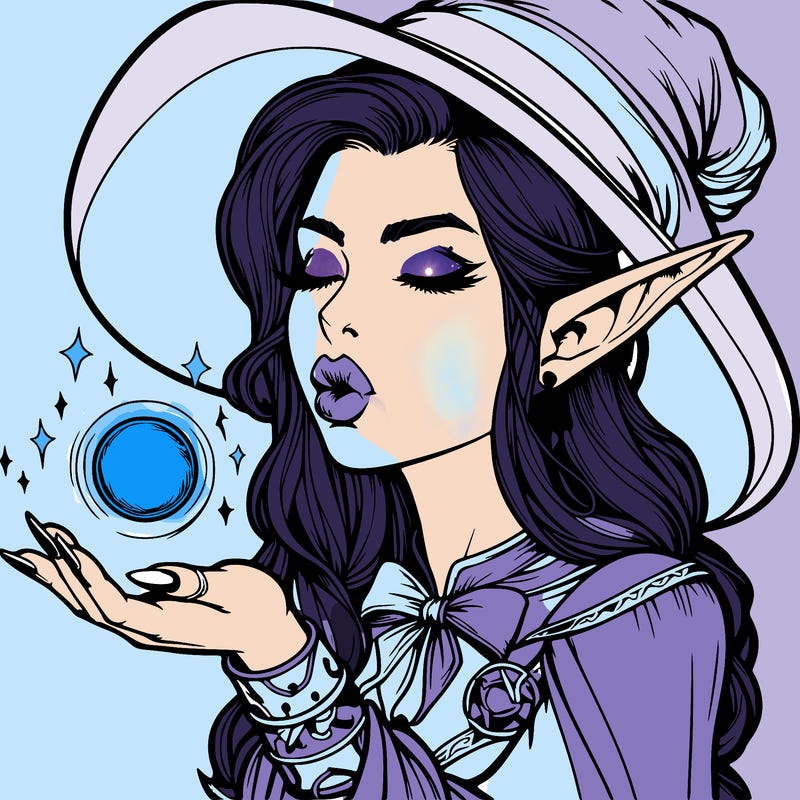 realistic elf casting a spell with lips