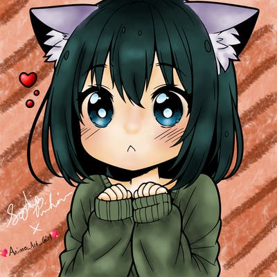 shy anime catgirl