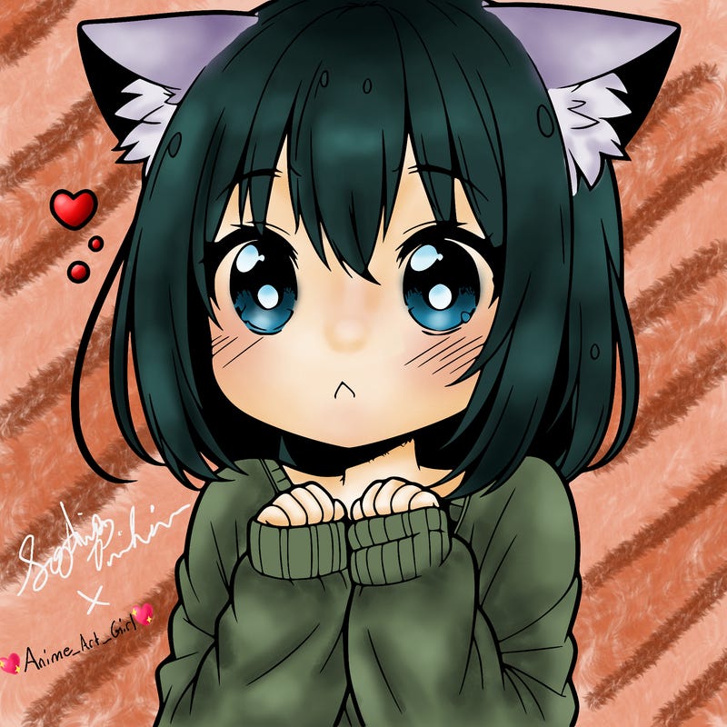 shy anime catgirl