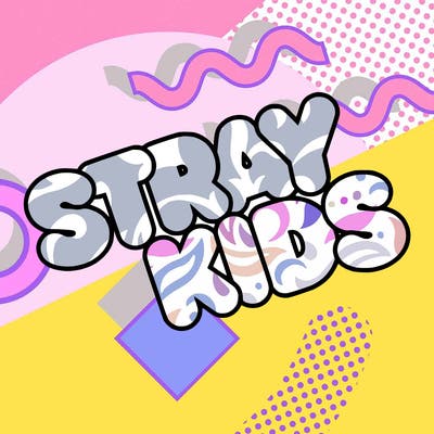 bubble letters saying stray kids
