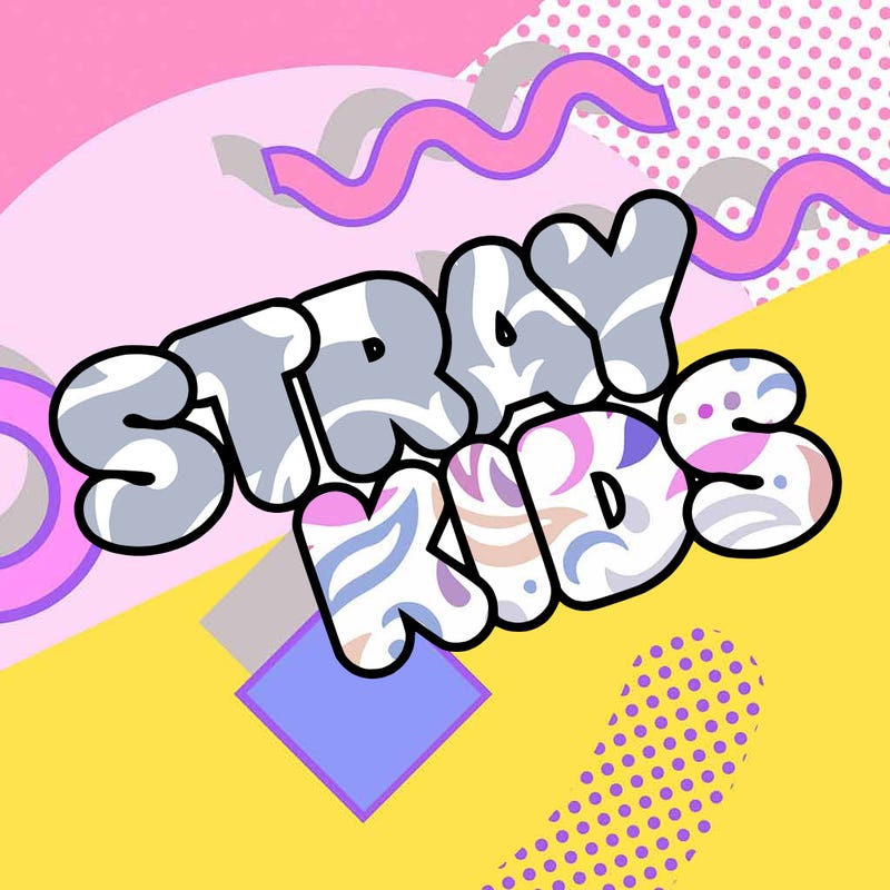 bubble letters saying stray kids