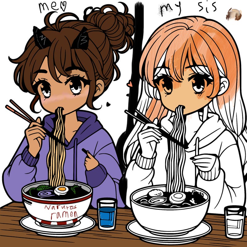 girls eating ramen