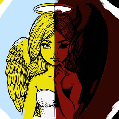 realistic angel half demon