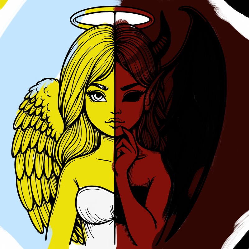 realistic angel half demon