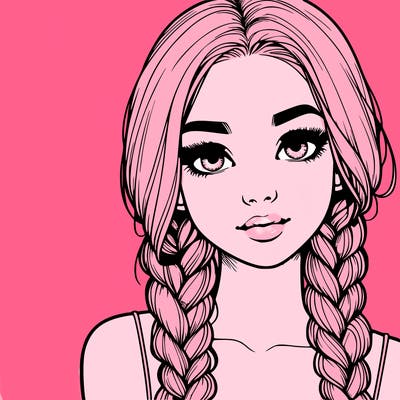 realistic girl with braids