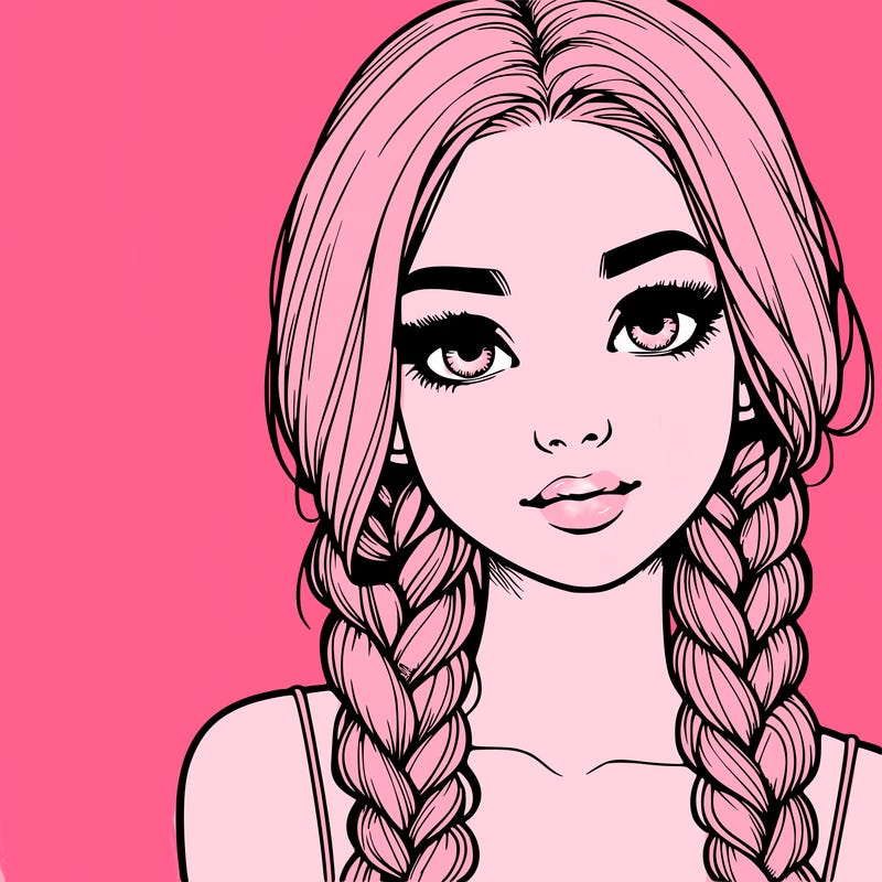 realistic girl with braids