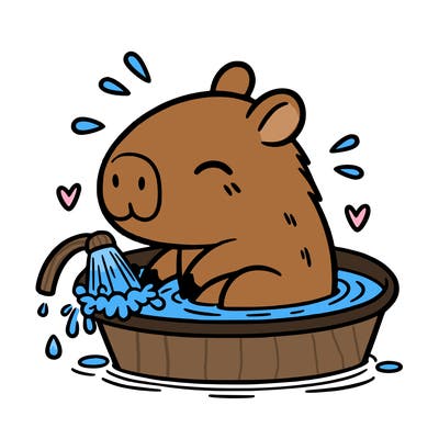 capybara taking a bath