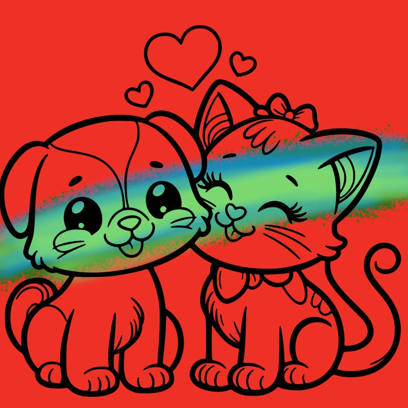 cat with a dog and in love