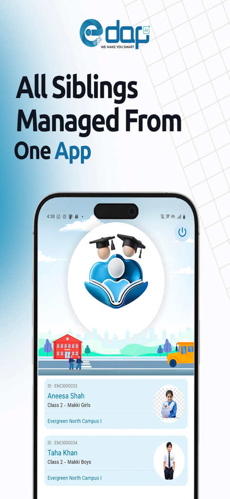 Edap Guardian - Edap Guardian app dashboard displaying multiple sibling profiles for easy parent management