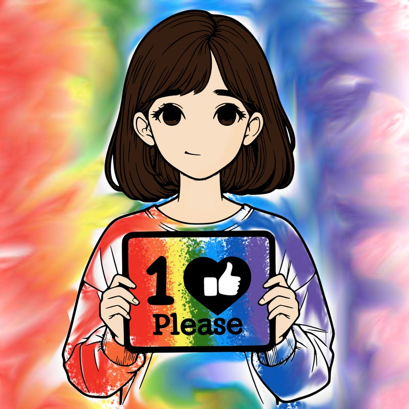 realistic girl holding a sign that says 1 like please