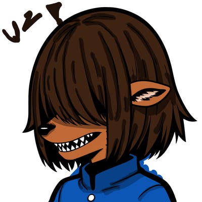 sharp teeth deer man with bob haircut