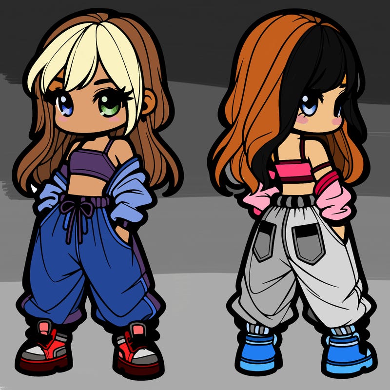 girl in crop top and baggy pants