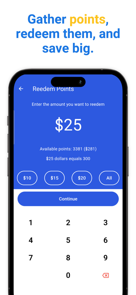 Super Value FS - Super Value FS mobile app screen showing the interface to redeem loyalty points for grocery savings