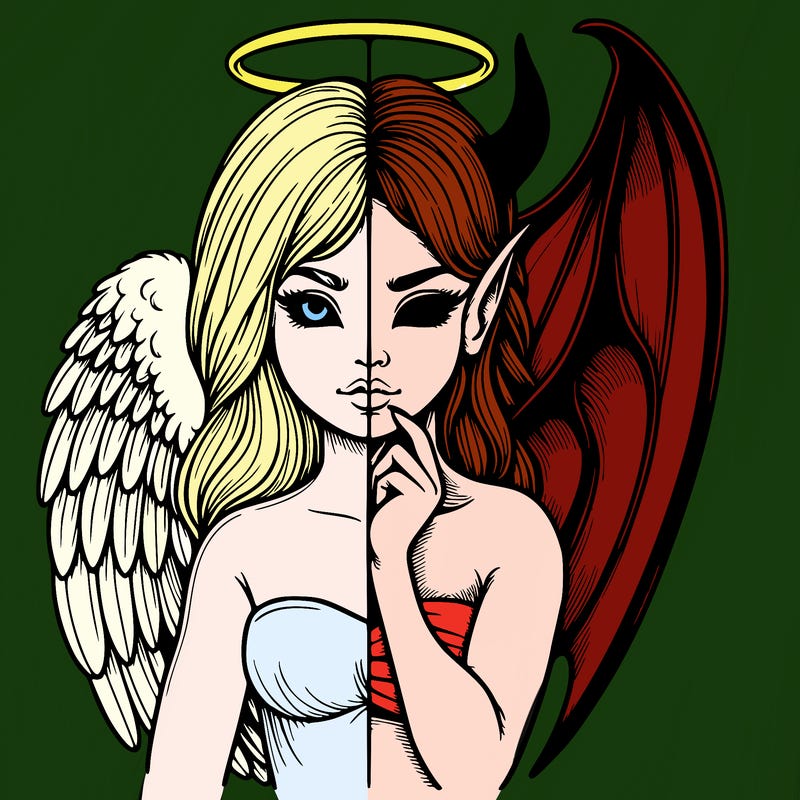 realistic angel half demon