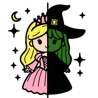 split princess and witch