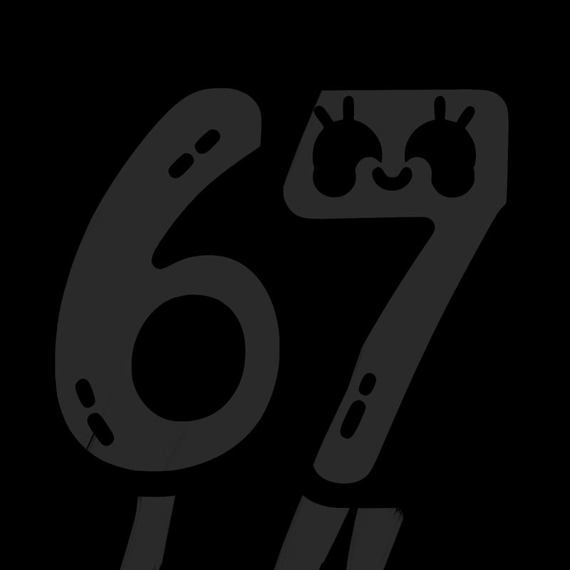 the numbers 67
